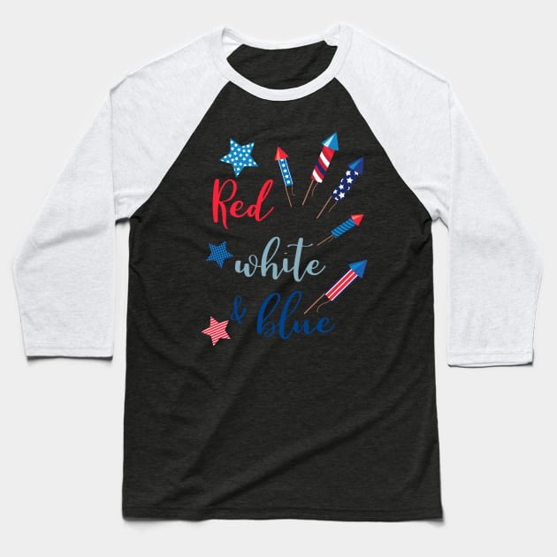 Red While and Blue Baseball T-Shirt by SWON Design